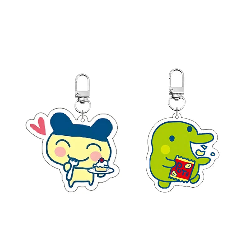 Acrylic GoGo Tamago Q Version Mobile Phone Chain Mametchi Kuchipatchi Mimitchi Gozarutchi Key Chain Cell Phone Pendant Gifts