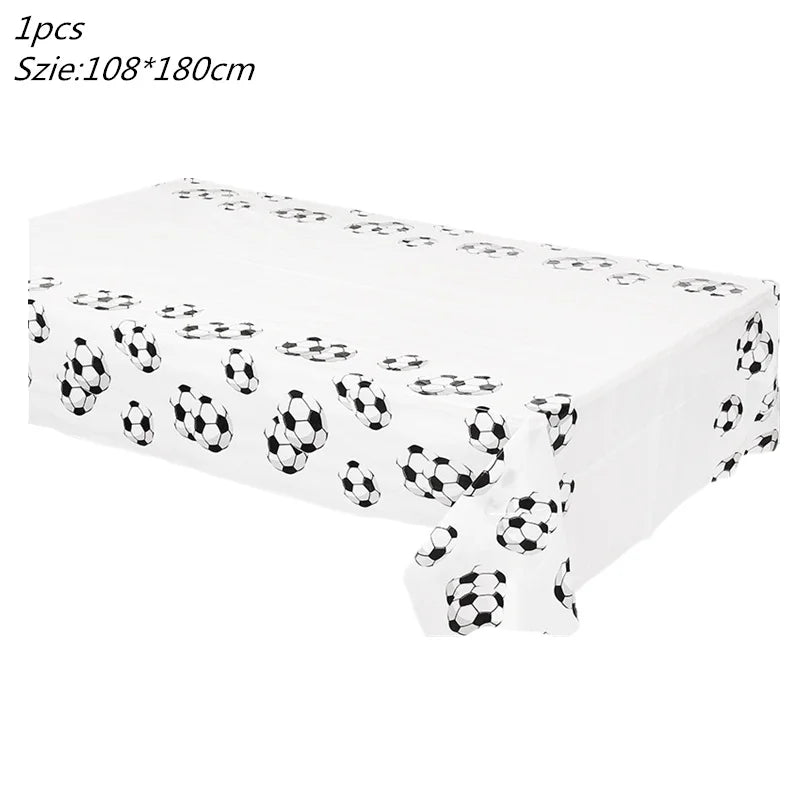 Football Party Tablecloth Decorations Soccer Ball Theme Party Supplies Disposable Table Cover Tableware Set Kids Birthday Party