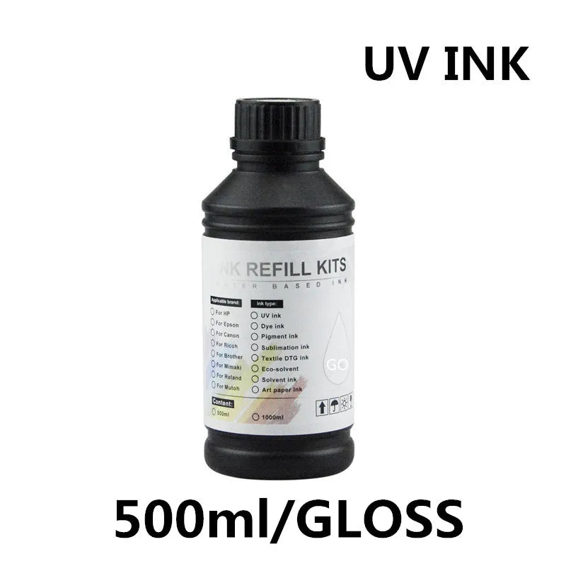 UV Hard Ink 500ML LED UV Ink For Epson L800 L805 L1800 R290 R330 1390 1400 1410 1500W DX5 DX7 UV Flatbed Printer