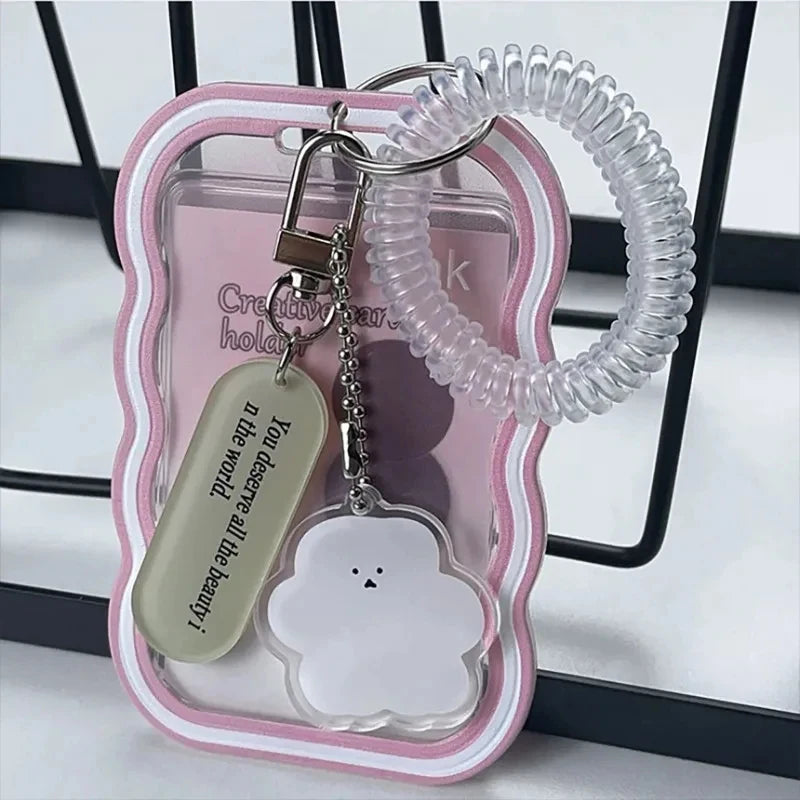 Creative Kpop Photocard Holder Transparent Keychain Photo Sleeve Bus Student Card Case Protector
