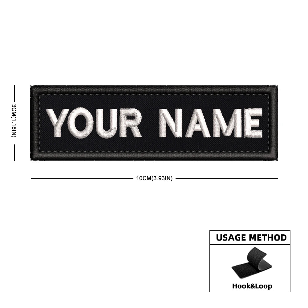 Rectangular Personalized Name Patch Stripes Badge tags Different Sizes Iron On Or Hook Loop Embroidered Military Name Patches