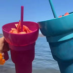 New 2 IN 1 Creative Popcorn Snack Cup Integrated Beverage Cup with Handle Portable Beverage Cup Novel Design and Many Functions