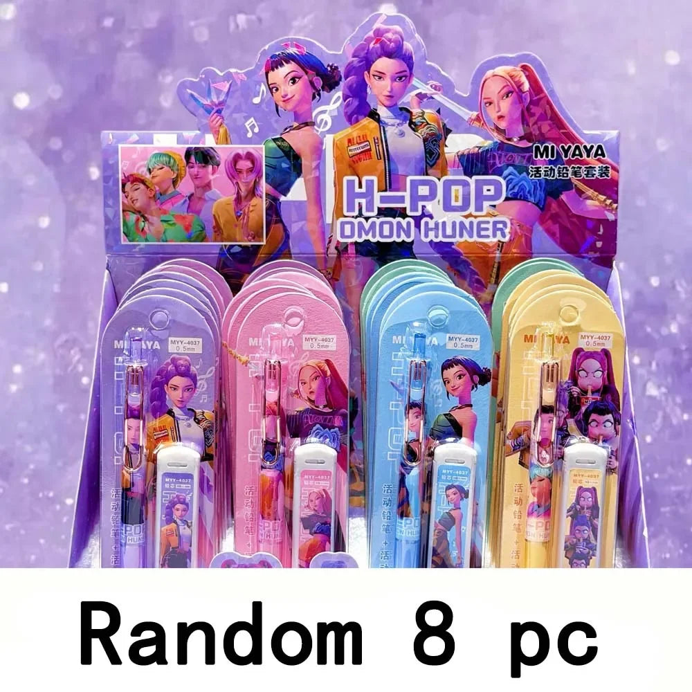 ♣Kpo-Pencils Ruler Pencil Sharpener Pen Bag Eraser Kids Cute Stationary Set Student Back To School Supplies Gift