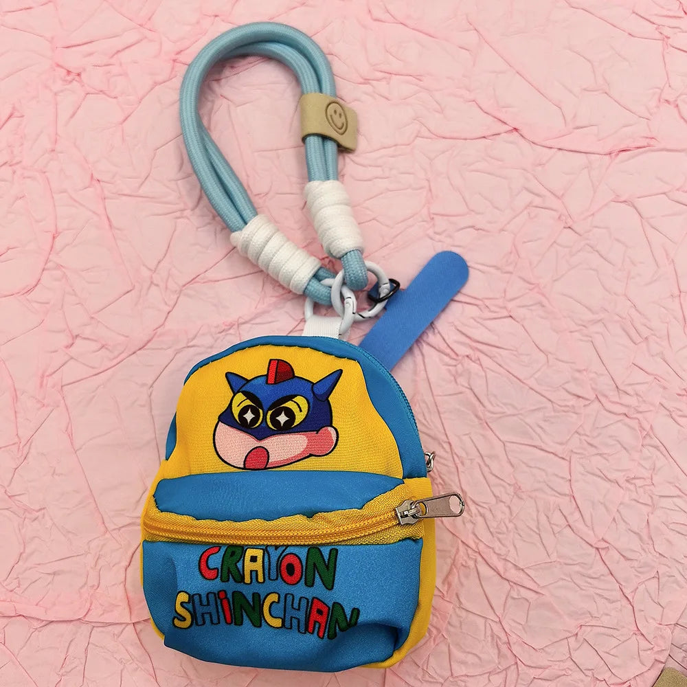 Crayon Shin Chan Anime Figures Cartoon Mobile Phone Lanyard Wallet Earphone Case Storage Bag Protable Bag Keychain Gife for Kid