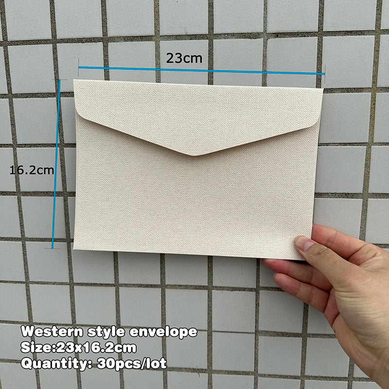 30pcs/lot Thickened Linen Texture Pattern 17.5x12.5cm White Envelope Retro for Invitations Postcards Wedding Business Letters