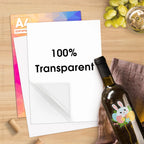 100% Transparent A4 Paper Sheets Adhesive Printable Label Sticker Paper Glossy for Inkjet Printer Clear Vinyl Label Copy Paper