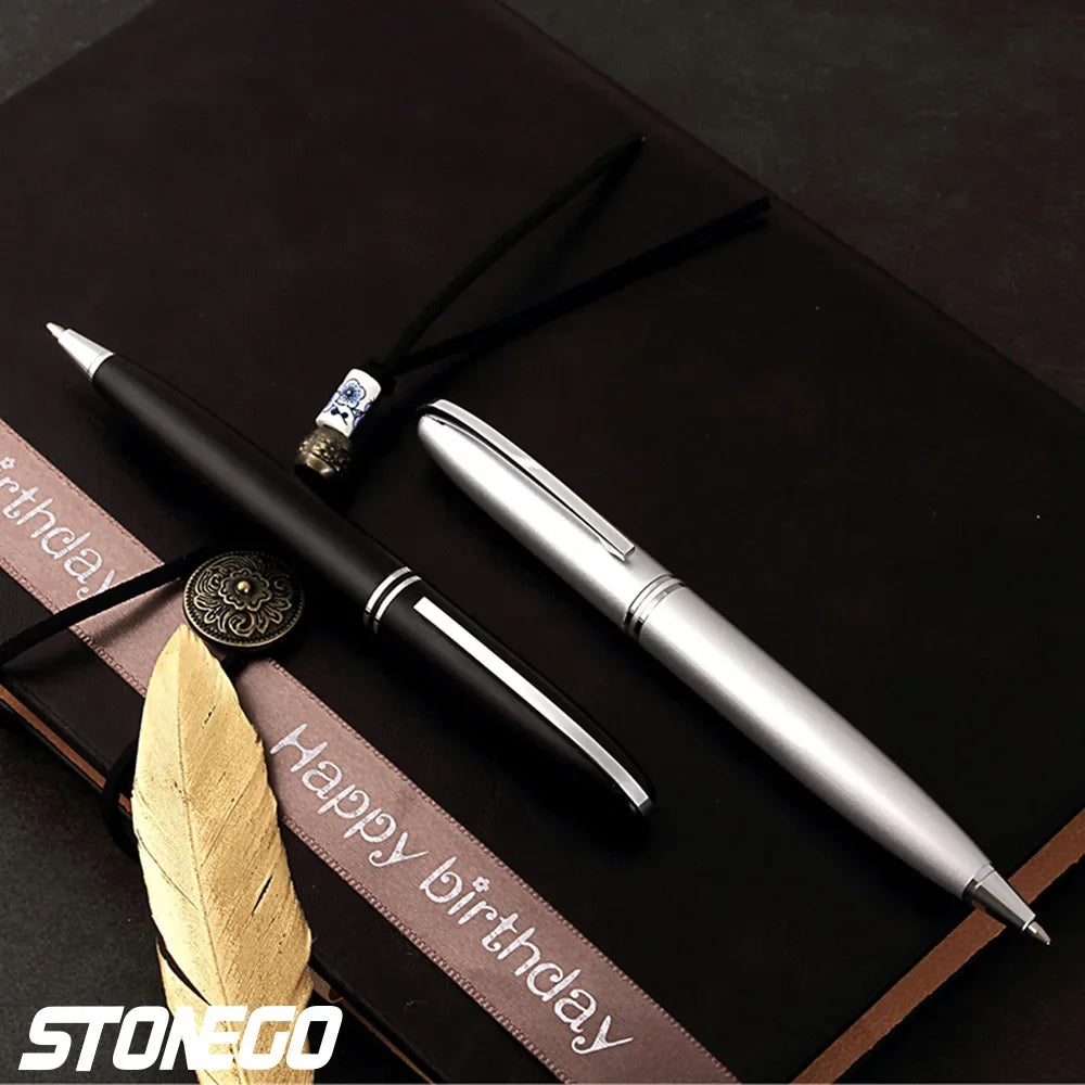 STONEGO Capless Ballpoint Pen, Simply Twist Roller Ball Pen Black Gel Ink Medium Point 1.0mm Smooth Writing Signature Pens
