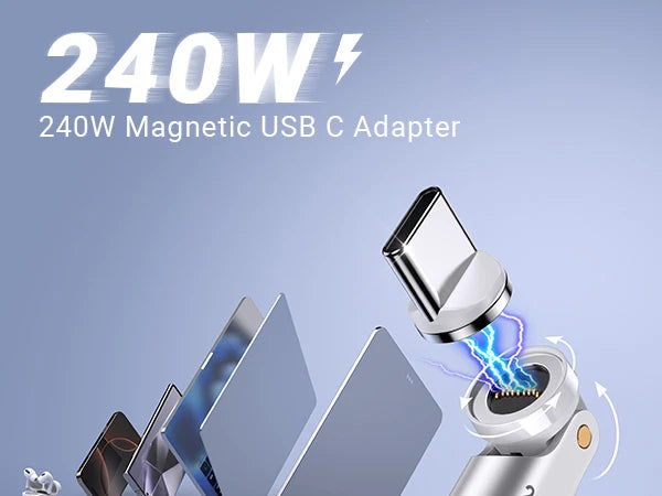 AUFU 3Pcs 9Pin Magnetic Type C Adapter 240W Fast Charging USB C To Type C Adapter OTG Connector For Samsung Xiaomi Lenovo Laptop