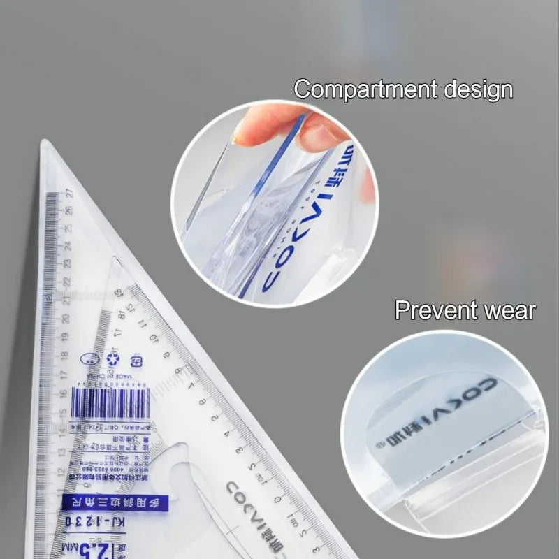 2Pcs/Set Multifunctional Triangle Ruler 30/45 Degree Measurement Angle Isosceles Triangle Ruler Geometry Students Drafting Tool