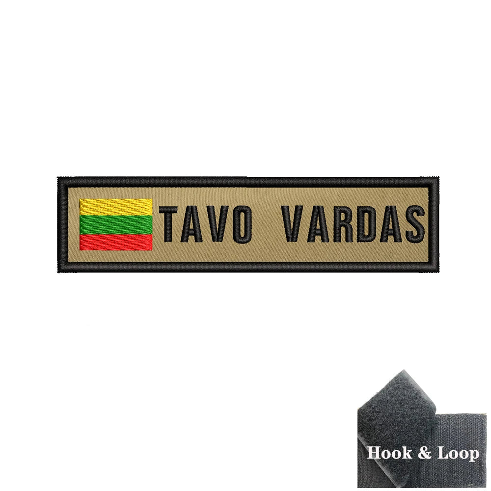 1PC 10cmX2.5cm Custom Name Flag Patch Badge Khaki Iron On Or Hook Loop Netherlands Russia Lithuania France Italy Spain Israel