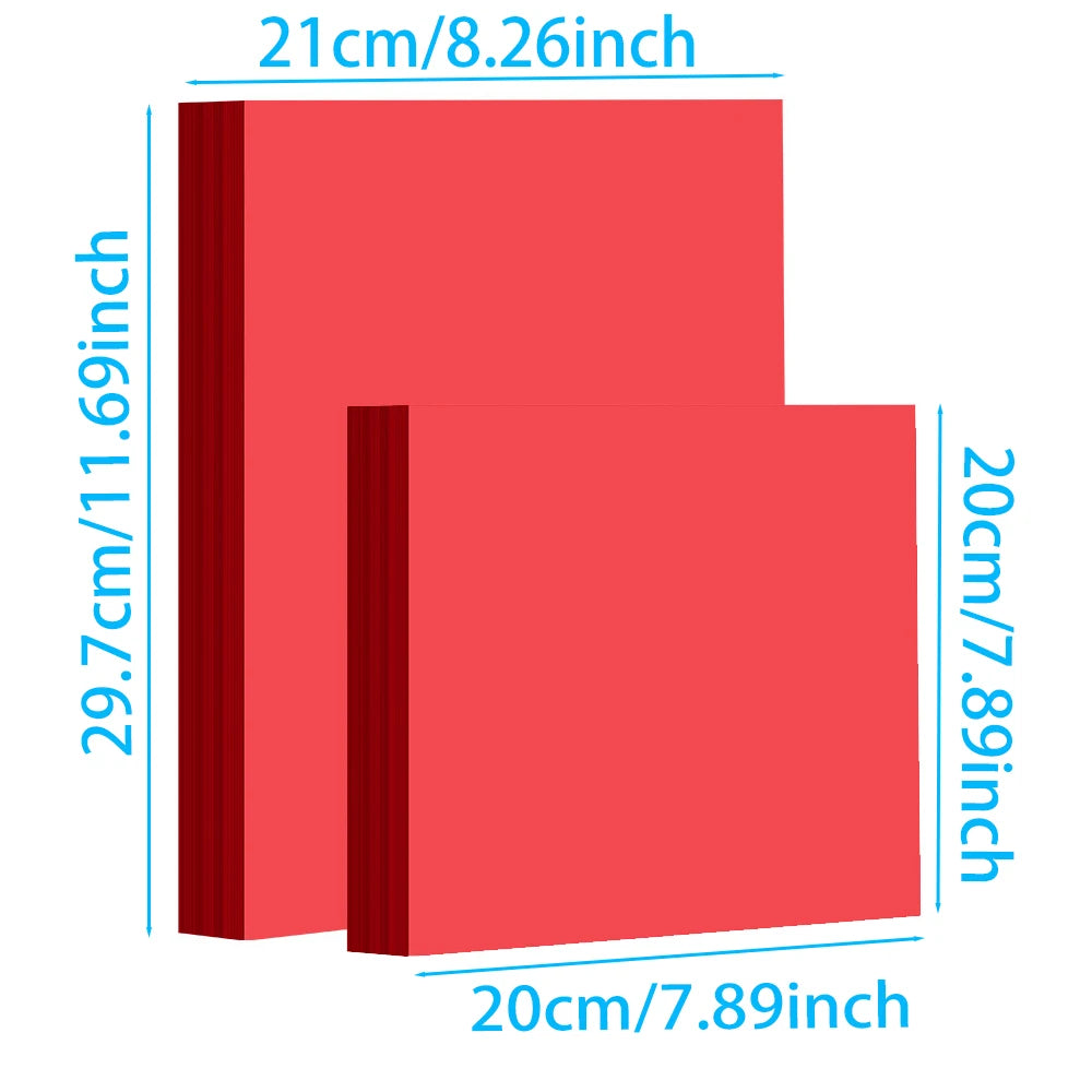 100pcs Red Double Sided Origami Handmade Square Paper cutting DIY Scrapbooking Craft A4 80gsm Copy Paper Inkjet Laser Printing