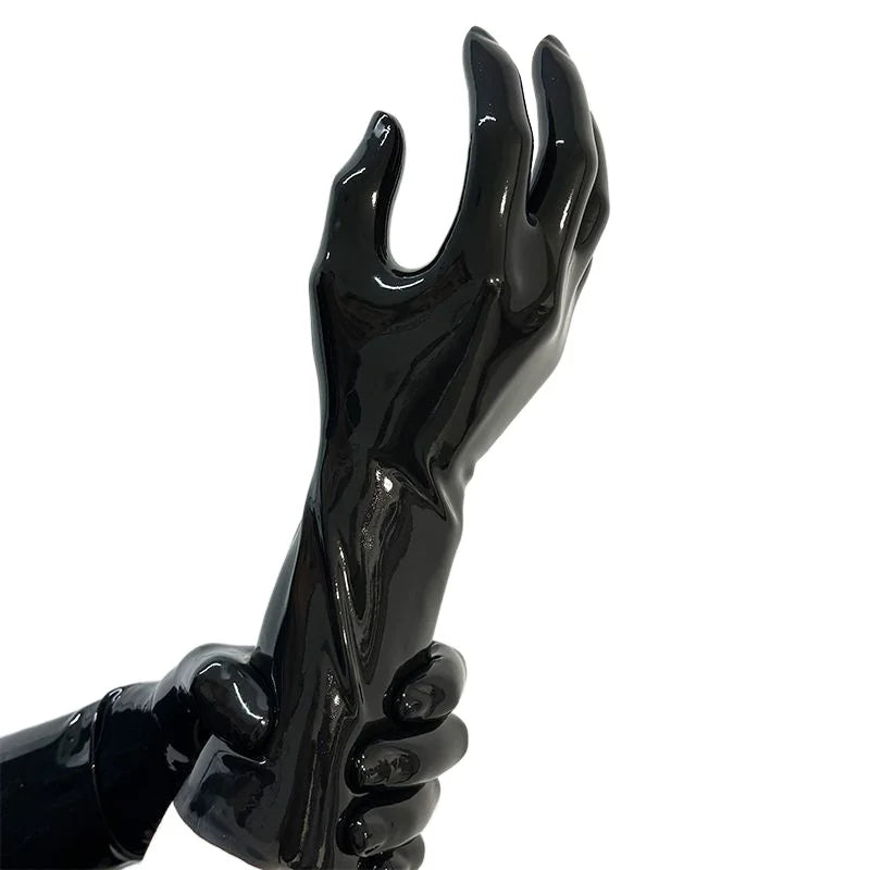 Chlorinated Latex Gloves One-piece High Elastic Black