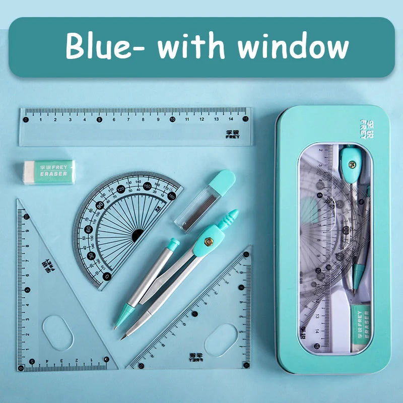 7 Pcs/set Mathematical Rulers Set Multi-function Professional Compass Ruler Drawing Tools School Supplies Students Stationery