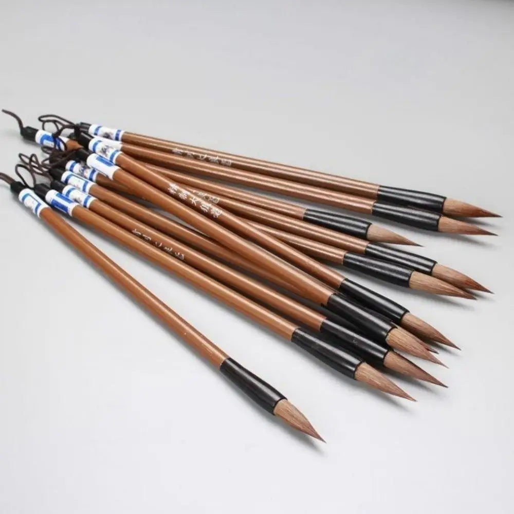 10PCS Traditional Chinese Writing Brush White Clouds Writing Pen Calligraphy Supplies Bamboo Wolf's Hair Writing Brush