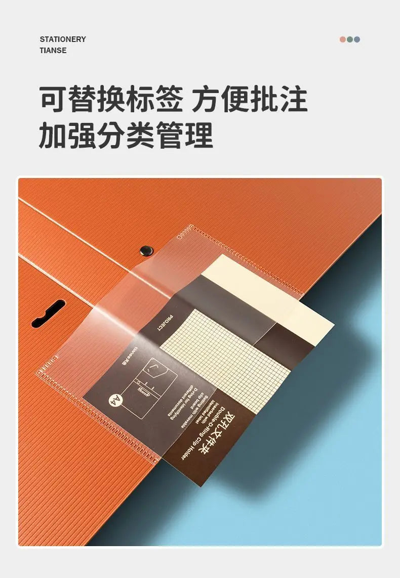 3 Hole Ring Binders File Folder Loose-leaf Binder Morandi Color Waterproof Document A4 Paper Storage