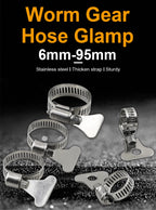 JUIDINTO 2-10pcs Worm Gear Hose Clamp 6-95mm Adjustable Key Clamp Hose Clip Stainless Steel for Water Pipe Automotive Mechanical