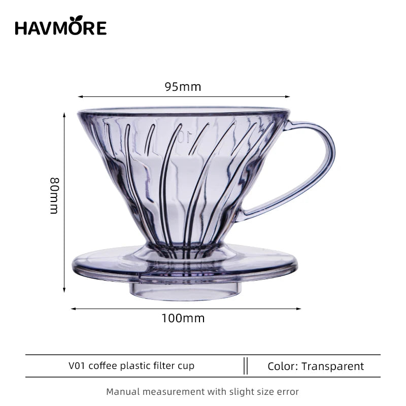 Hot Selling V Shaped 60 Degrees Coffee Maker Set Pour-over Coffee Filter Cup Spiral Hand Filter Cup