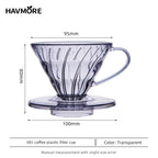Hot Selling V Shaped 60 Degrees Coffee Maker Set Pour-over Coffee Filter Cup Spiral Hand Filter Cup