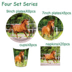 Horse Race Party Disposable Tableware Sets Plates Tablecloth Napkins Hanging Streamers Dinnerware For Birthday Party Decoration