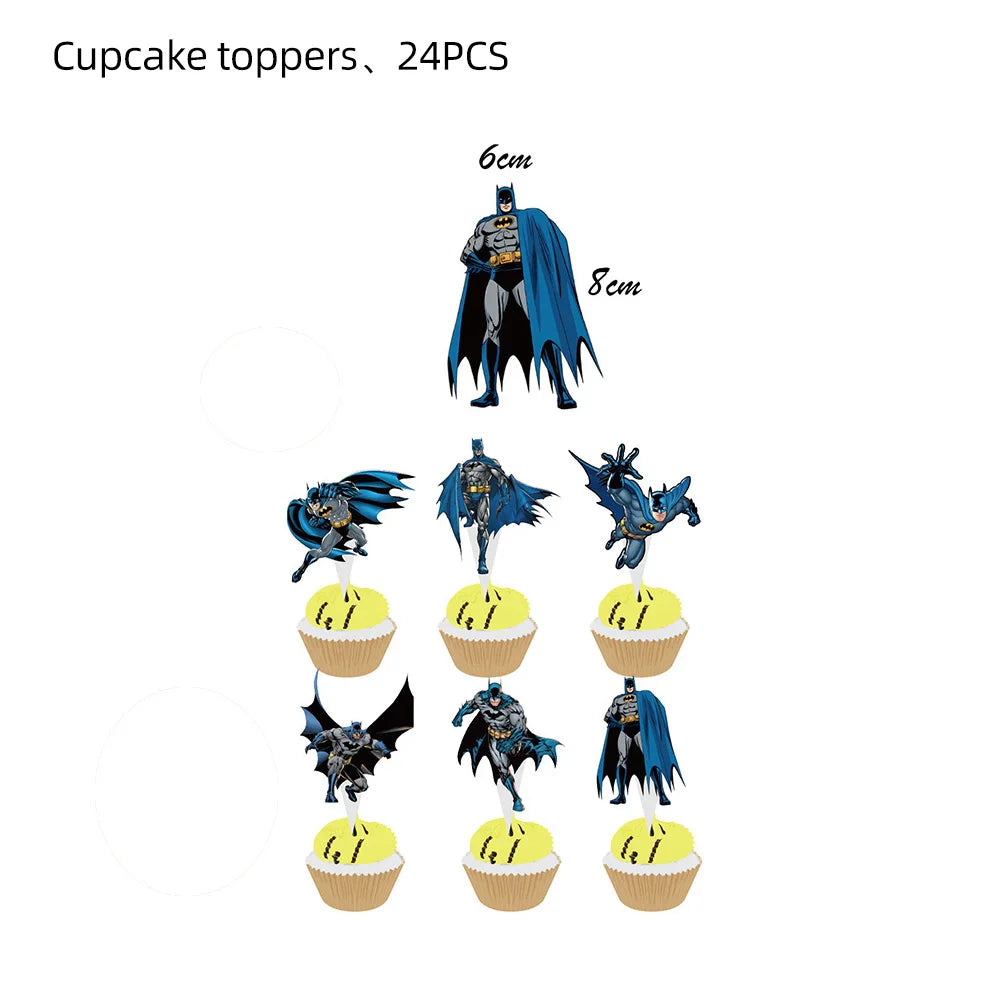 Batman Block Birthday Party Supplies Decoration Tableware Tablecloth Paper Cup Plate Napkin Cake Topper Kids Favors Gifts