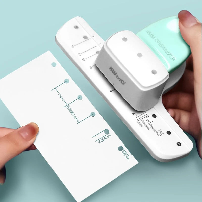 KW-TRIO Multi-Colored Loose-Leaf Hole Punch with 4mm Small Aperture Multi-Hole Punch with Ruler Design Portable Hole Punching