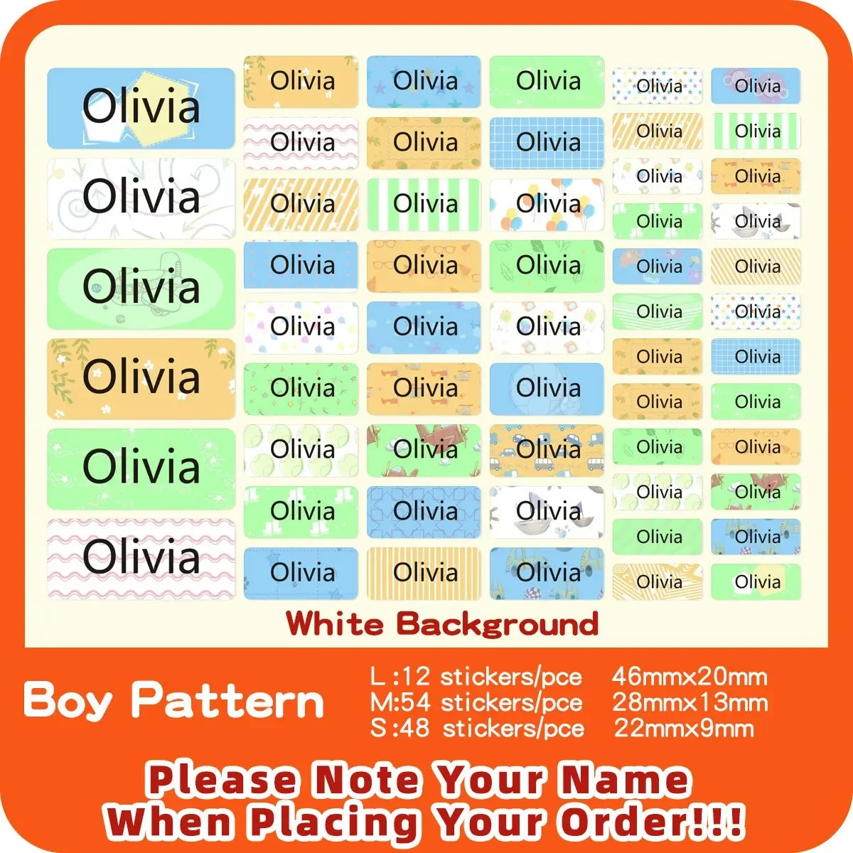 Multi Size Name Sticker Personlized First Name Waterproof Tag Custom Labels for Children Personal Scrapbook Kids School Label
