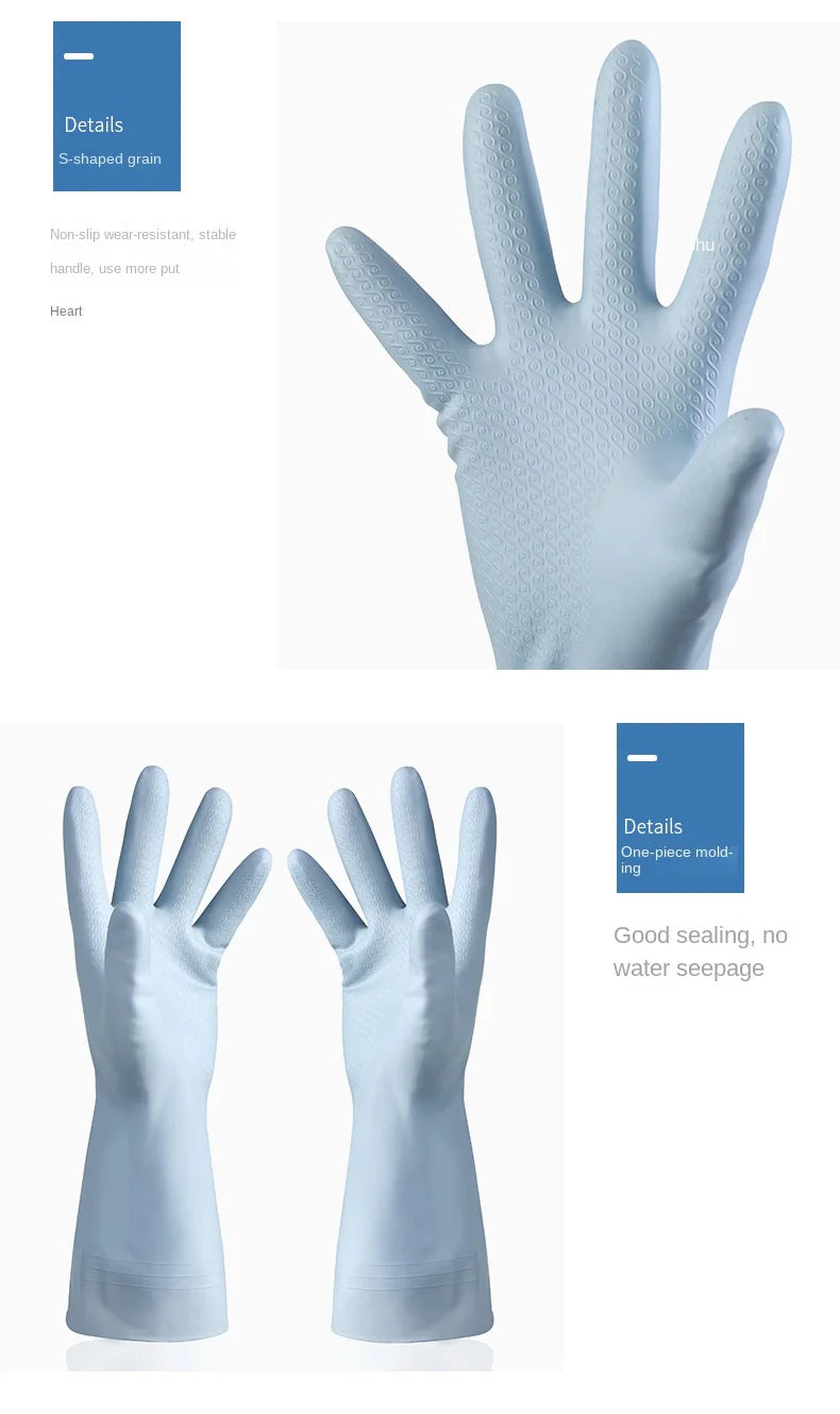 3342 Kitchen Dishwashing Gloves Thickened Durable Waterproof Cleaning Housework Women'S Laundry Latex Rubber Gloves