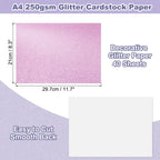 40Sheets A4 Glitter Cardstock Glitter Paper Card Stock Shiny Scrapbook 250gsm Sparkly Paper Large Shimmer for Scrapbook DIY Art