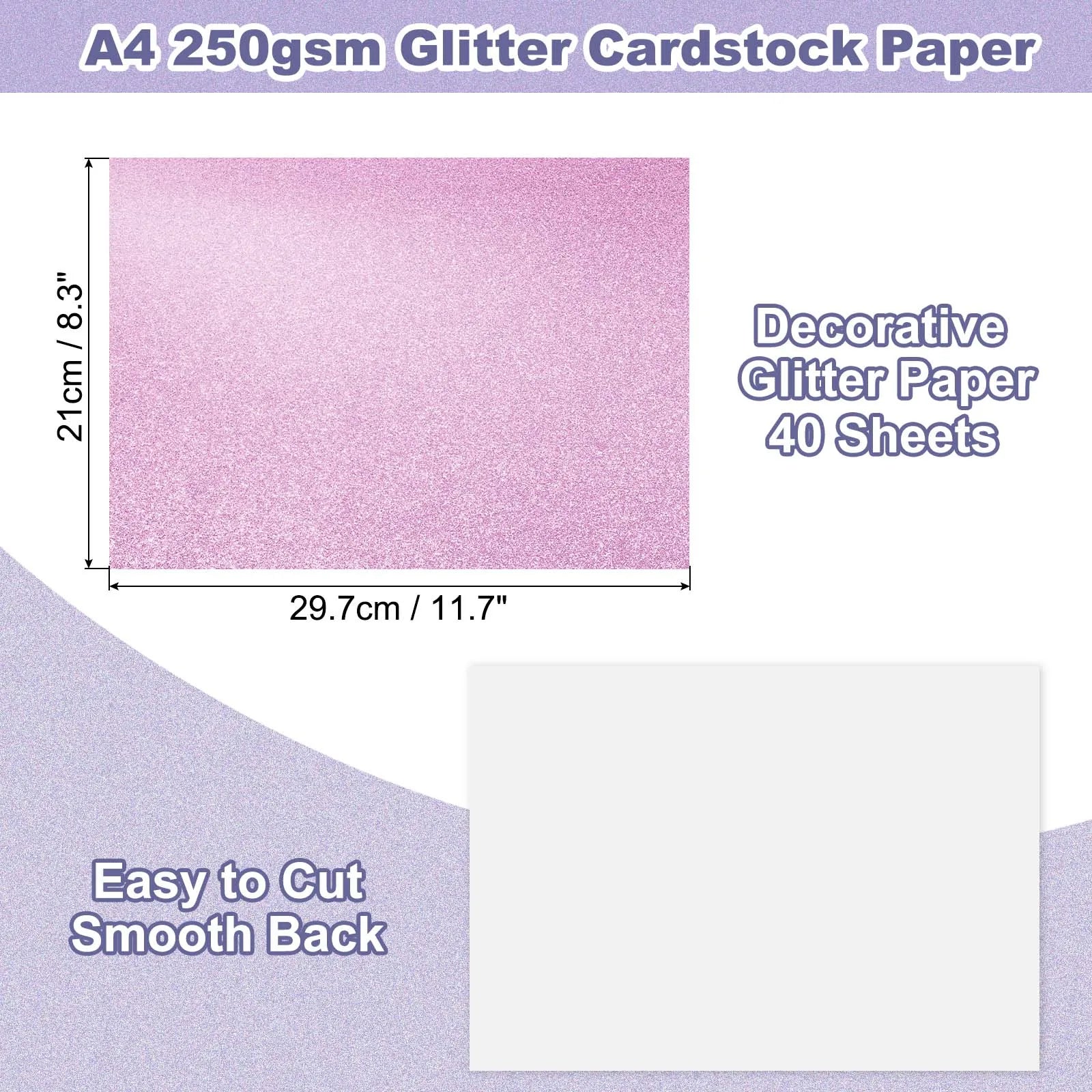 40Sheets A4 Glitter Cardstock Glitter Paper Card Stock Shiny Scrapbook 250gsm Sparkly Paper Large Shimmer for Scrapbook DIY Art