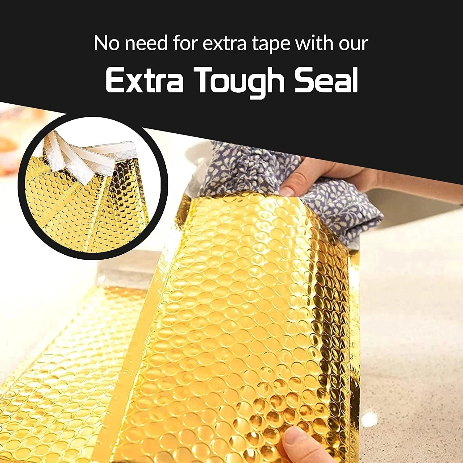 50pcs Bubble Envelope Sending Package Pouch Metal Gold Packaging Supplies Thicken Postage Bag Mailer Small Business Delivery