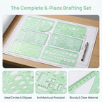 6 Sets Architecture Draft Template Rulers Various Patterns Smooth Drawing Template Multi-function Precision Hollow Ruler Kit