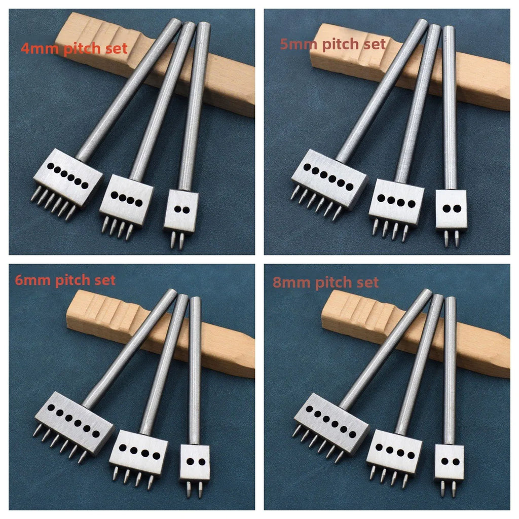 3PCS Leather Punching Die Set Manual Hole Punch Tool Multi Round Punch for Leather Crafting DIY Leather Working Handmade Tools