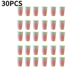 10/20/30PCS Rainbow Gradient Disposable Paper Cups Suitable for Birthday Wedding Baby Shower  Dessert Milkshake Cold Drink Cup
