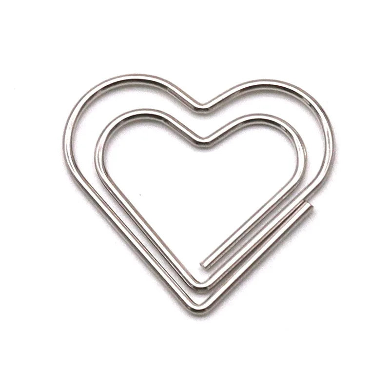 30/50pcs Heart Metal Paper Clips Binder Clip Mini Bookmark Book Binding Note Decor Stationery School Office Binding Supplies