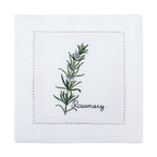 New Embroidered Herb Cocktail Napkin, Pure Linen, Lavender, Rosemary, Mint，Sage，Natural, Elegant, Tea Napkin, 15x15cm,