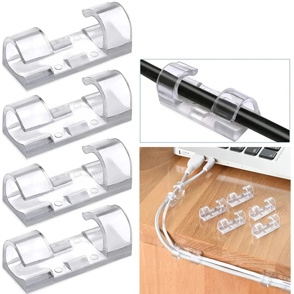 5/20PCS Adhesive Cable Clips Organizer Clips USB Wire Winder Holder Desk Cord Management For Earphone Mouse Cable in Home Office