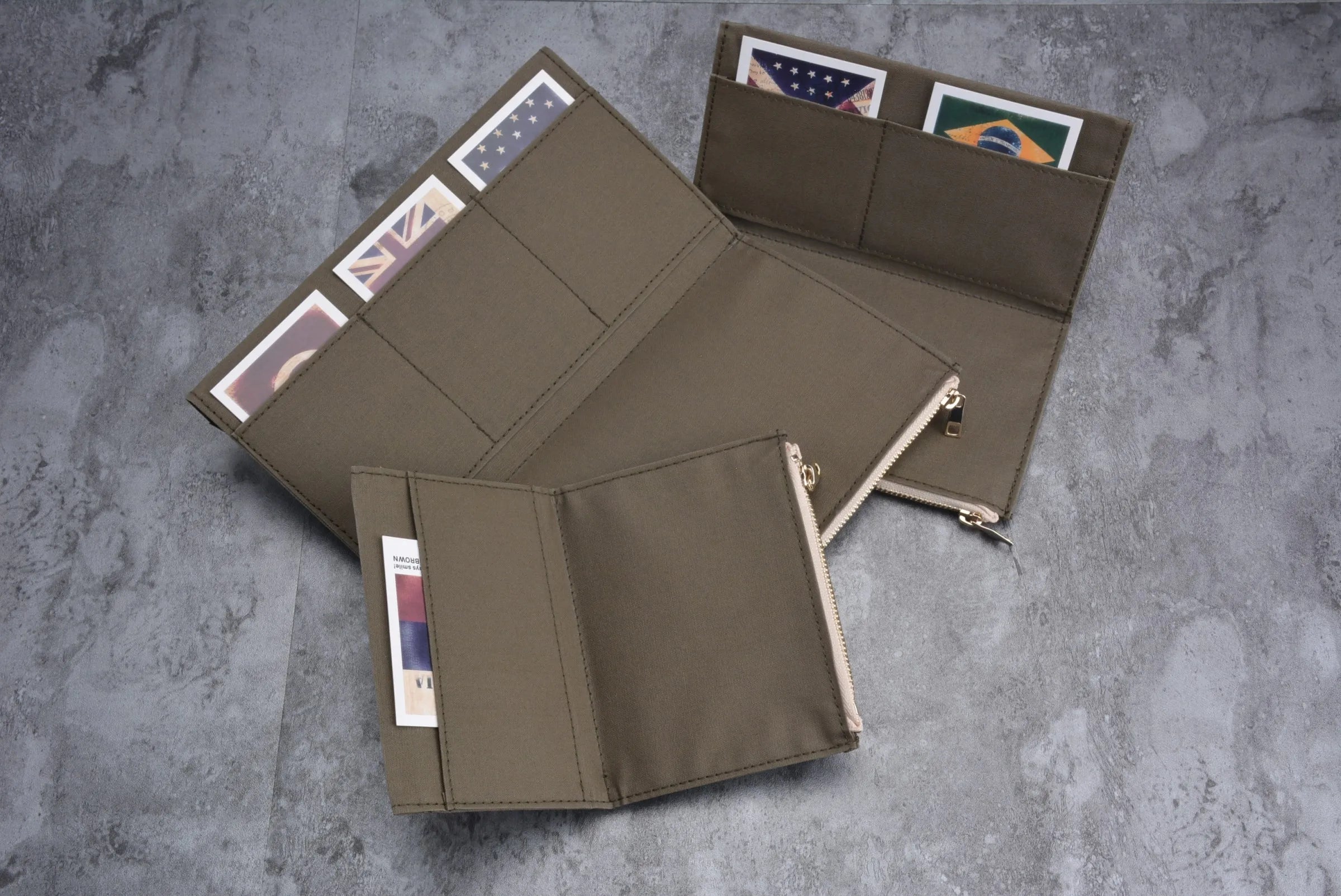 Canvas Zipper Card Holder for Travel Notebook, Canvas Storage Bag File Folder Refill Insert for Standard Journals Stationery