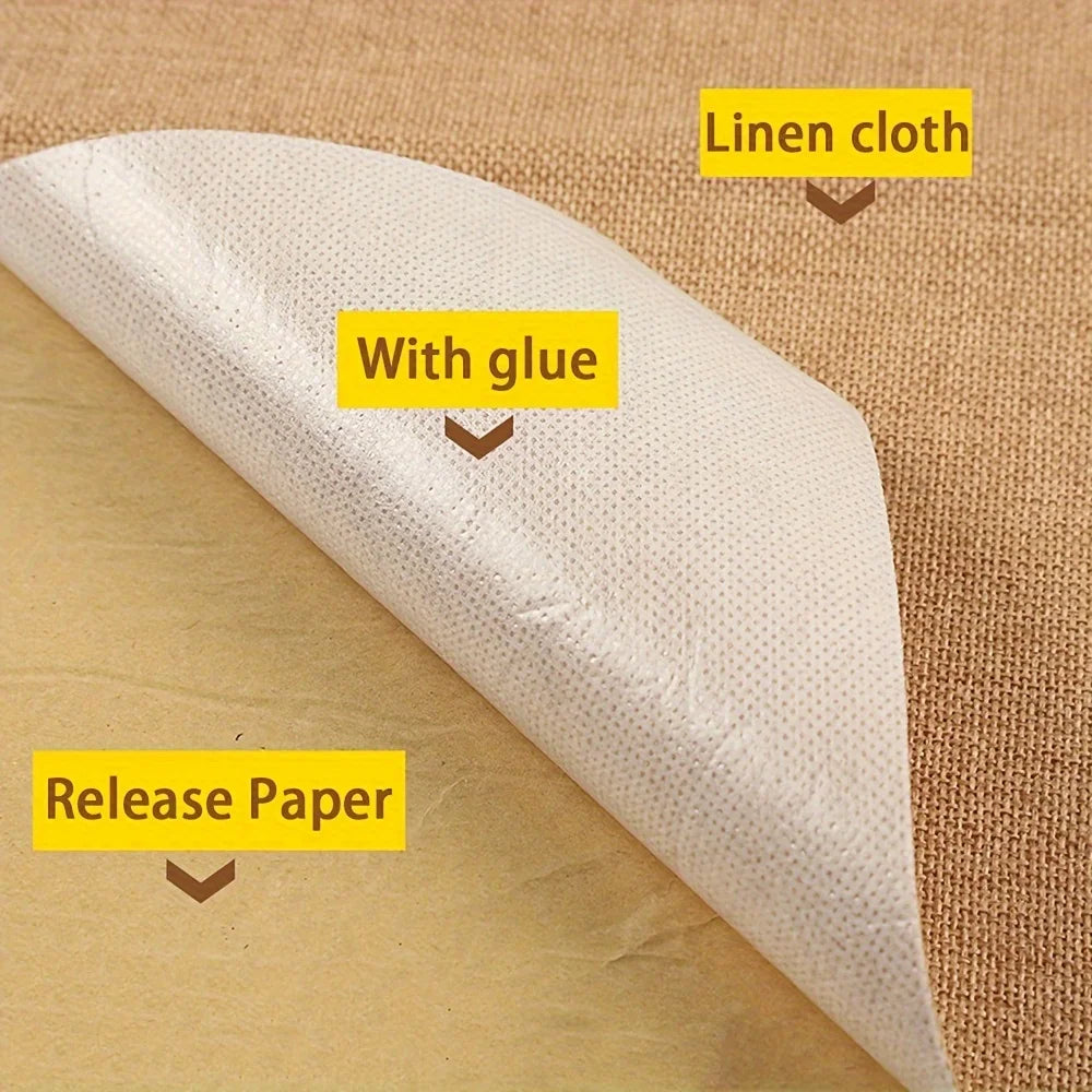Self-Adhesive Duty Burlap Paper Roll - Multi-Purpose Craft Material for Gift Boxes, Photo Frames, Furniture Decor