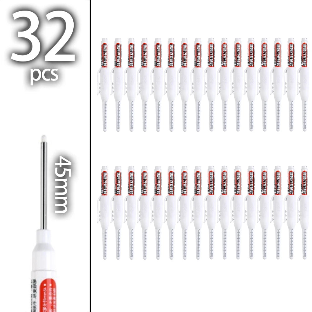 4-60Pcs 45mm Long Nib Head Carpenter Pen Deep Hole Marker Pens Black/Blue/Red/White for Measuring Woodworking Hand Tools