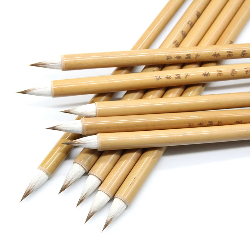 5 Pcs Bamboo Calligraphy Brush Pens Soft Weasel Mix Hair Small Regular Script Writing Brush Classical Jiju Xiaokai Chinese Pen