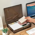 A4 Dust Proof Document Organizer Storage Box Black Transparent Simple Certificate File Box Container for Easy Organization