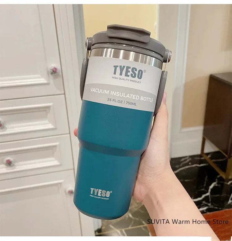 Tyeso Tumbler Coffee Cup Stainless Steel Vacuum Thermal Insulated Mug Large Capacity Double Drink Car Water Bottle Travel Mug
