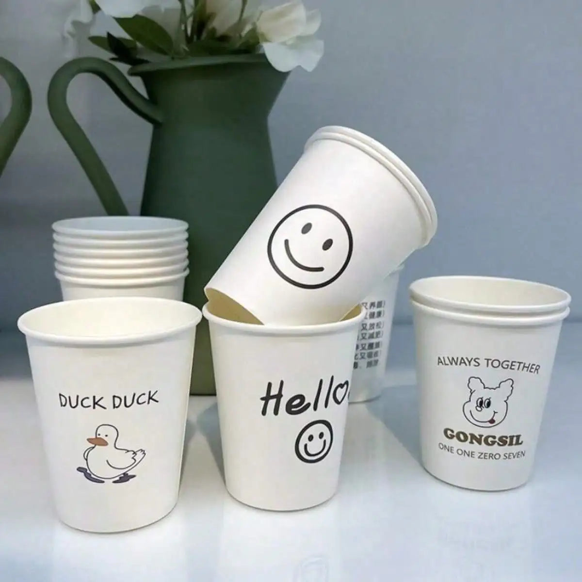 10/50pcs Simple Style Paper Cups, Thickened Drinkware, Anti-Leak 250ML, Home Gatherings, Outdoor Camping, Office Disposable Cups