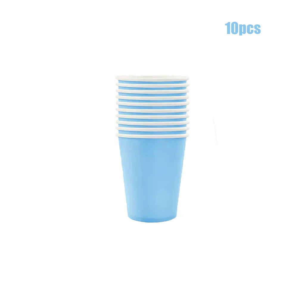 Light Blue Disposable Tableware Set Paper Plates Cups Napkins For Boy Baby Shower Kids Birthday Party Decorations Supplies