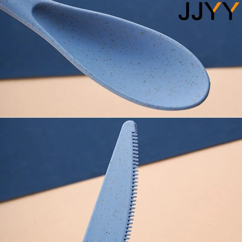 JJYY 1Set(3Pcs) Creative Portable Cutlery Set With Case Knife Fork Spoon Set Students School Office Home Travel Supplies