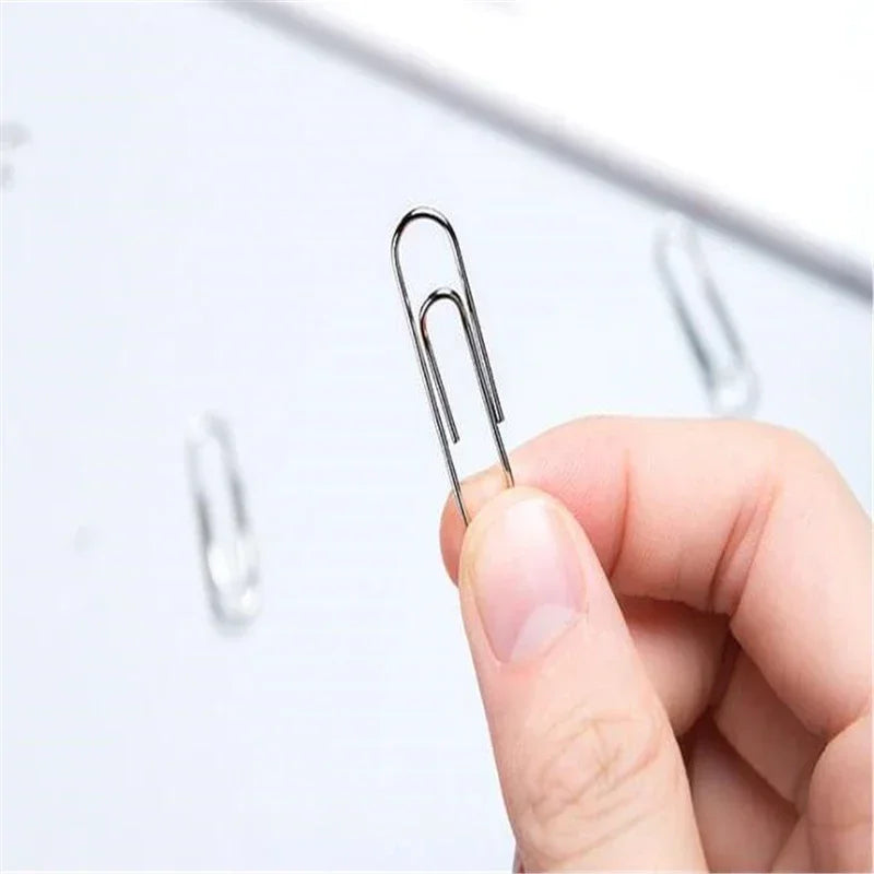 500/300/100/50PCS Metal Silver Paper Clips for Paperwork Stainless Steel Bookmark Paperclips Organizers Office School Supplies