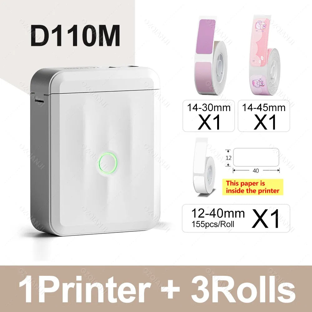 Niimbot D110 Label Printer Bluetooth Mini Adhesive Portable Smart Label Maker UV Without Ink For Office School Labeling Machine