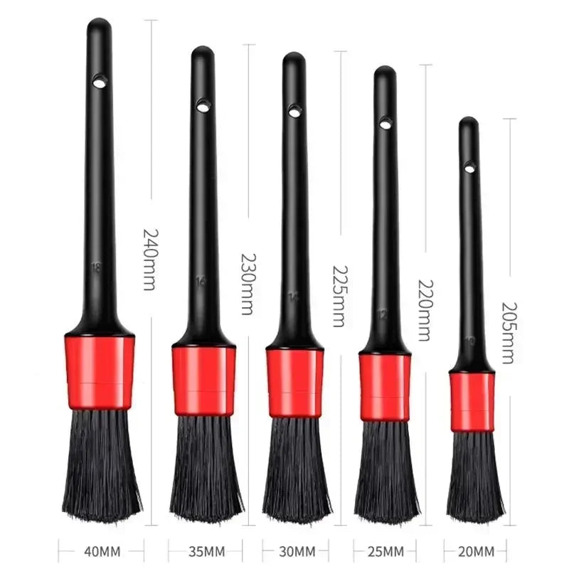 5pcs Soft Car Cleaning Brush Kit Automotive Detail Brushes For Car Interior Detailing Brush Set Wheel Rims Clean Brush Plastic