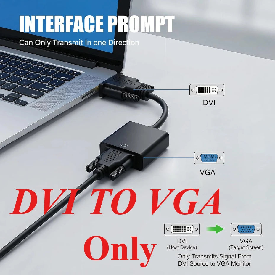 Full HD 1080P DVI to VGA Adapter DVI-D Male to VGA Female Adapter 24+1 25Pin to 15Pin Cable Converter for TV PC Computer Monitor