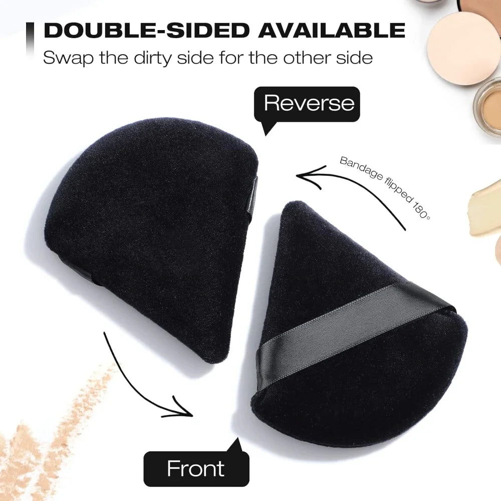 Reusable Black Triangle Velvet Powder Puff Soft Facial Blending Sponge, Multipurpose Foundation Cosmetic Sponge for Daily Makeup